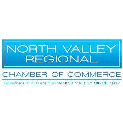 Logo of North Valley Regional Emergency Restoration, featuring bold text inside a blue rectangular border with a slogan underneath reading "Serving the San Fernando Valley since 1917" on a light background.