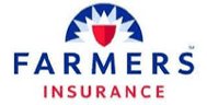 Logo of Farmers Emergency Restoration Insurance featuring a red shield with a white and blue umbrella motif above the word "Farmers" in bold blue letters, followed by "Emergency Restoration Insurance" in smaller blue letters